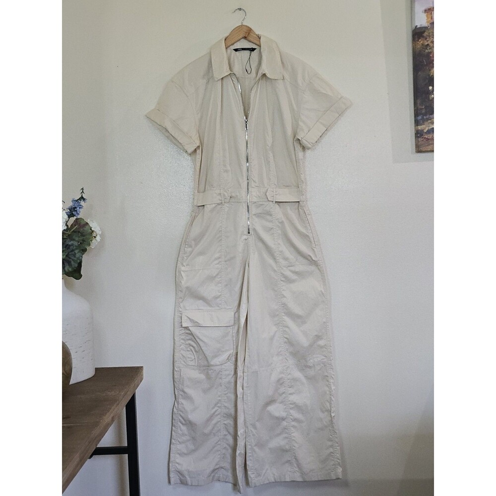 Zara Cream Short-Sleeve Utility Jumpsuit - Picture 12 of 12